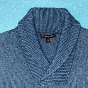 BANANA REPUBLIC wool cotton blend long sleeve sweater shawl collar NEW size XL